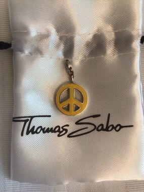 Thomas Sabo Sterling Silver and Yellow Enamel Peace Sign Charm